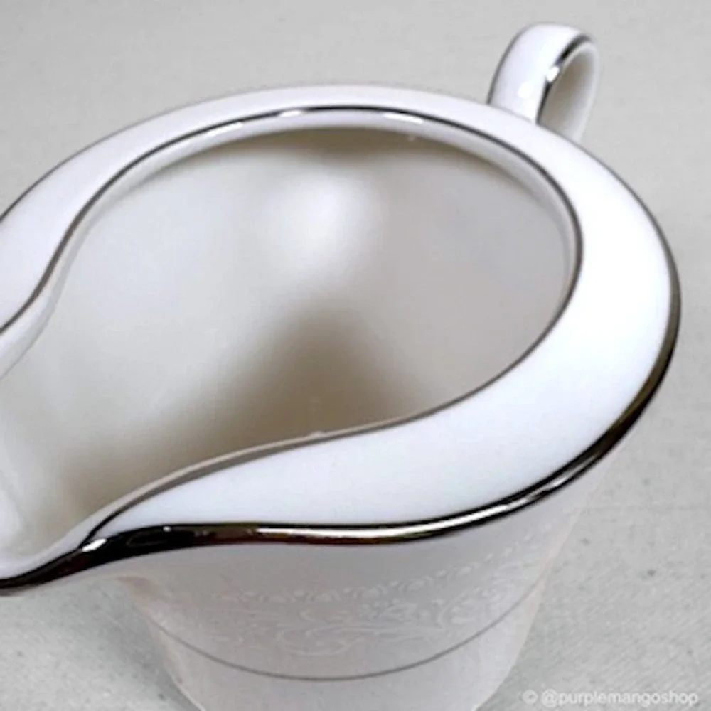 VINTAGE 1970s NORITAKE Sorrento 7565 Creamer Ivory China Platinum Trim‎ | Japan